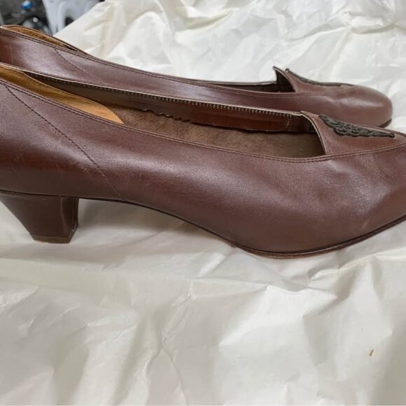 MASERATI Vintage Brown Leather Pump - Sz 9 - Picture 2 of 6
